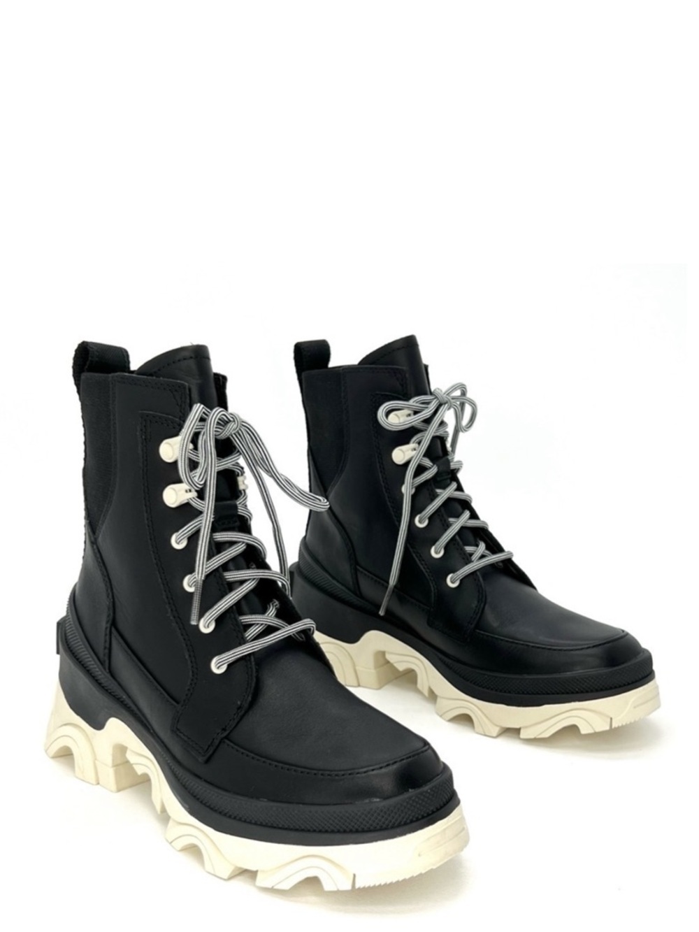 Sorel Brex Ankle Boots Womens Size 6.5 Leather Waterproof Black White New NWT